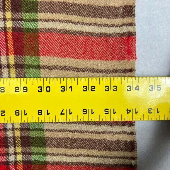 Anthropologie Vismaya Wool Scarf 68x34 Woven Multi Color Plaid Red Brown - Picture 4 of 6